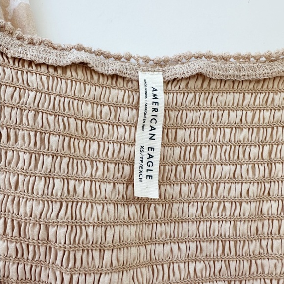 American Eagle Women’s XS Beige Floral Cutout Maxi Dress Smocked Chest - Picture 5 of 10